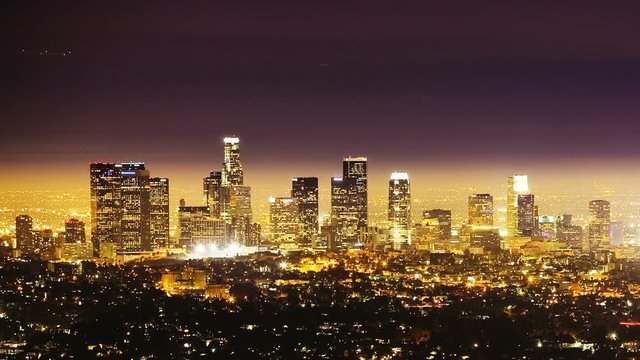 Downtown Los Angeles, California at Night - time lapse