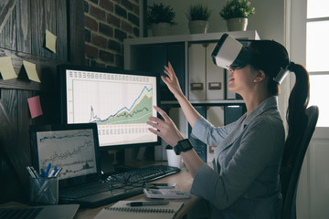 gorgeous smiling girl wear VR-headset