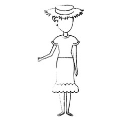 Woman in farmer costume vector illustration design