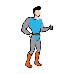 cartoon superhero wearing suit standing heroic friendly vector illustration