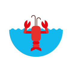 cute lobster sea life character vector illustration design