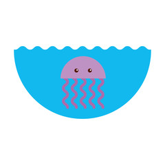 cute jellyfish sealife icon vector illustration design