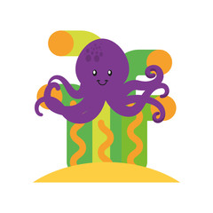 cute octopus isolated icon vector illustration design