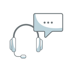 headset with bubble speech service call center vector illustration