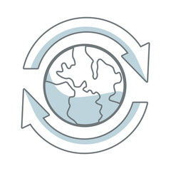 the planet with arrows around in signal communication and business vector illustration