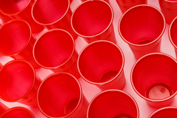 red disposable plastic glasses