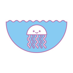 cute jellyfish sealife icon vector illustration design