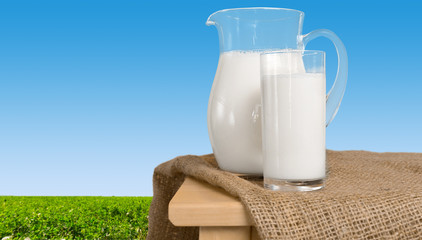 Pitcher  with some milk