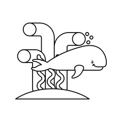 cute whale isolated icon vector illustration design