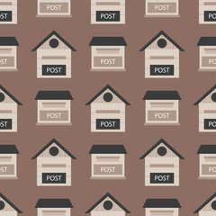 Beautiful rural curbside seamless pattern postal mailboxes with semaphore flag postbox vector illustration