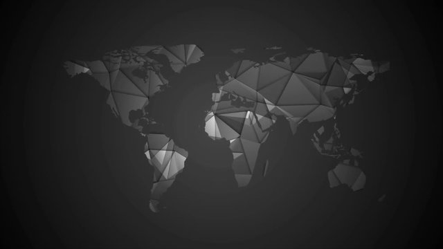 Black tech polygonal world map video animation. Corporate low poly video animation Ultra HD 4K 3840x2160
