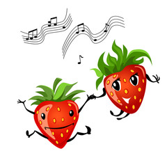 Dancing strawberry cartoon