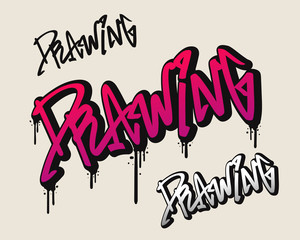 Drawing text in graffiti style vector illustration.