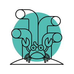 cute crab sealife character vector illustration design