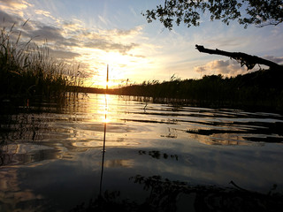 zachód słońca, jezioro, © photoidea