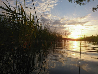 zachód słońca, jezioro, © photoidea