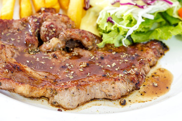 Grill black pepper pork steak 