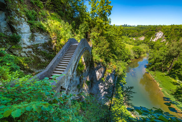 Teufelsbruecke, devil's bridge near Inzigkofen Princely Park, Upper Danube Nature Park, Sigmaringen...