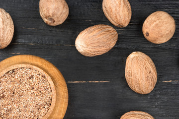 Jar with nutmeg powder