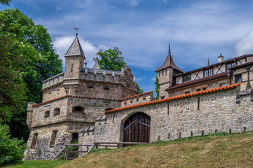 Fototapeta premium Schloss Lichtenstein Castle, Honau, Baden-Wurttemberg, Germany, Europe
