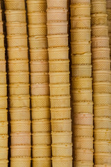Ice cream cones pattern close up background