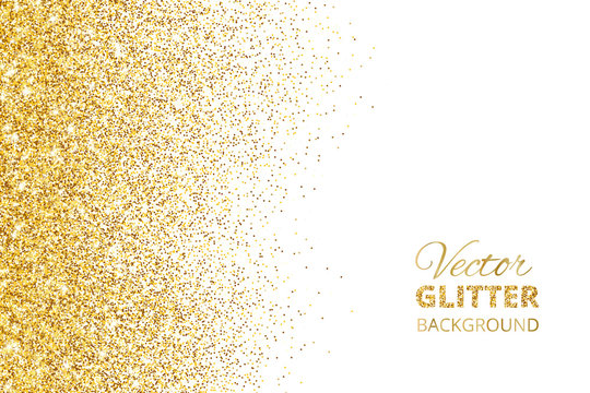 Vector illustration of falling glitter confetti, golden dust. Fe
