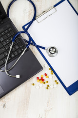 Doctor workplace with a stethoscope