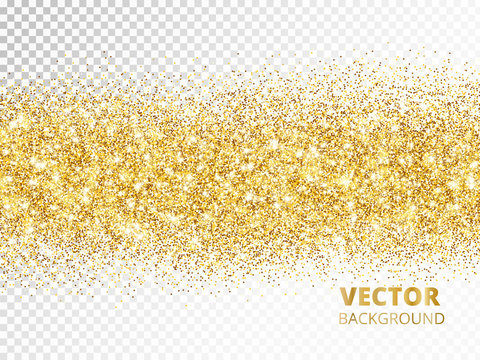 Sparkling glitter border isolated on transparent background, vec