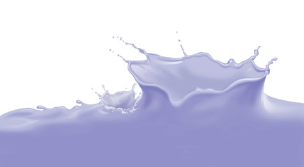 Purple milk splash On a white background.