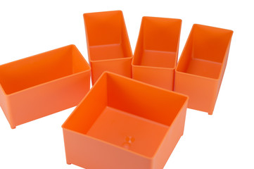 part of empty plastic tool organiser isolated on white