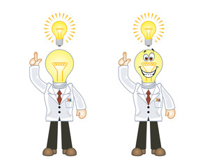 Bulb cartoon professor having an idea