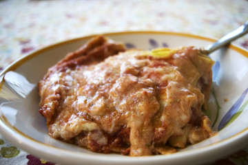 portion of boiling lasagne