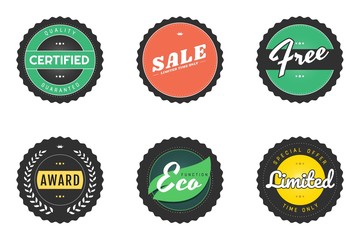 Vintage retro style labels - Badges for sellers - Button web or badge for shops - Guarantee and sale 