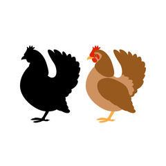 chicken  vector illustration style Flat black silhouette