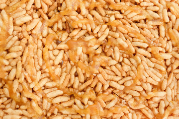 Rice Cracker Snacks made from grain and sugar with drops, close up