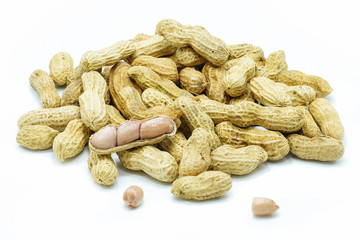 Boiled peanut on white background