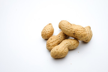 Peanuts, isolated on a white background.
