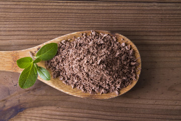 Wooden spoon with chocolate chips