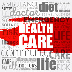 Healthcare word cloud collage, health concept background