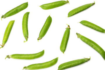 Fresh peas isolated on white background