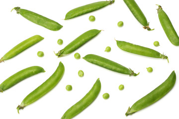 Fresh peas isolated on white background