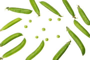 Fresh peas isolated on white background