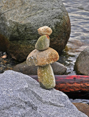 Fototapeta na wymiar Gravity glue, stone balancing, rock balancing
