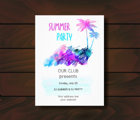 Template for summer party poster.