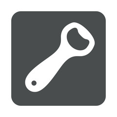 Icono plano abrebotellas en cuadrado gris 