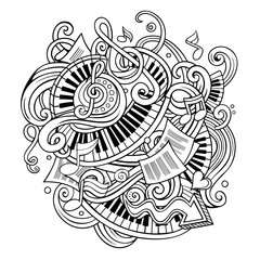 Cartoon cute doodles Music illustration
