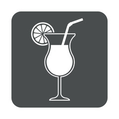 Icono plano coctel en cuadrado gris