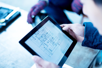young worker working in factory