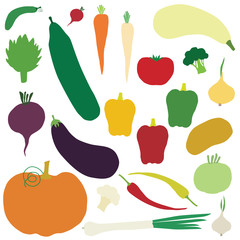 set of vector vegetables icons isolated on white background