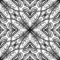 Vector seamless texture. Beautiful black and white pattern for design and fashion with decorative elements